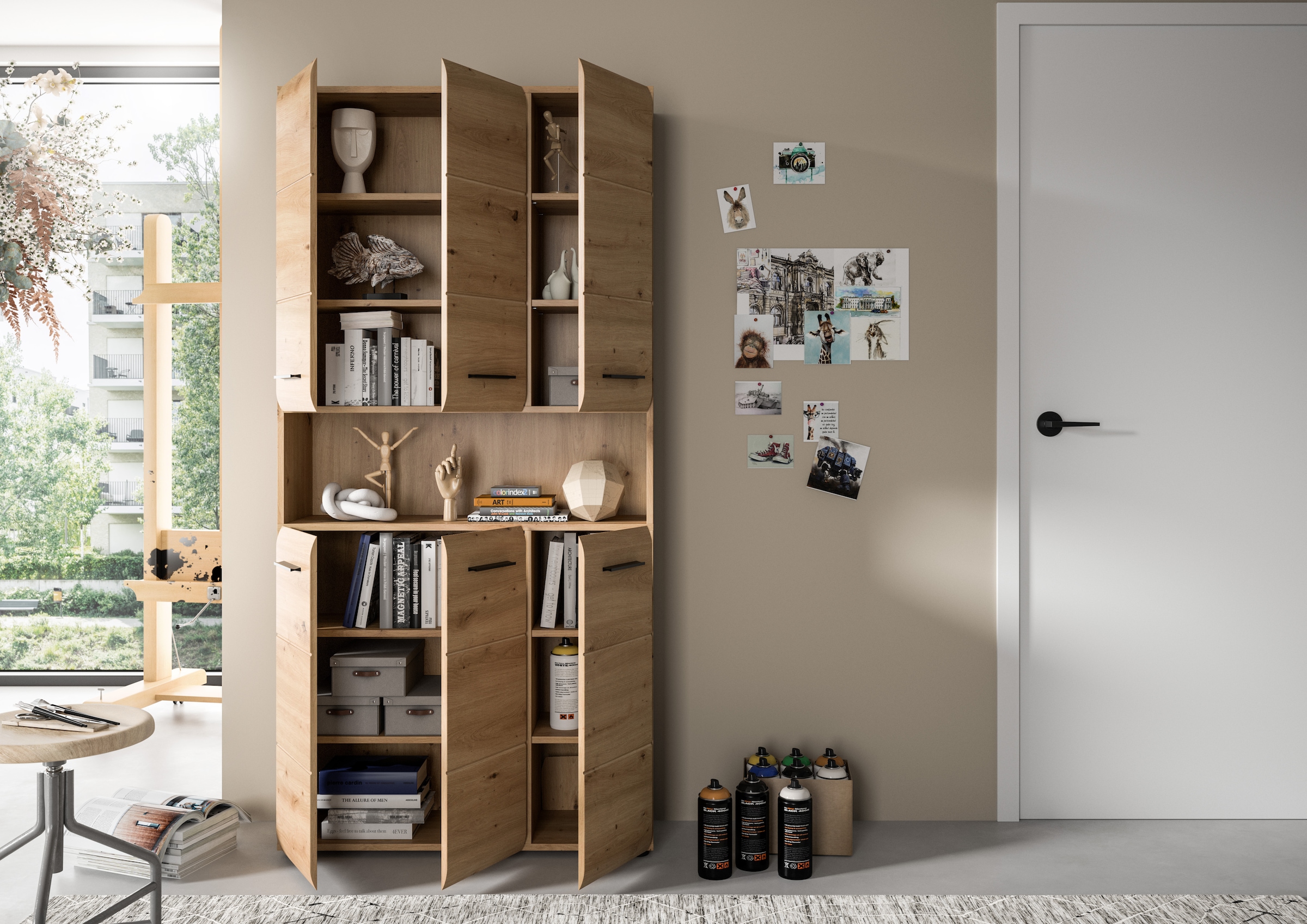 INOSIGN Stauraumschrank 1 Stk. tlg. Florenz, Mehrzweckschrank Artisan Oak NB, 185 cm Höhe, Bad