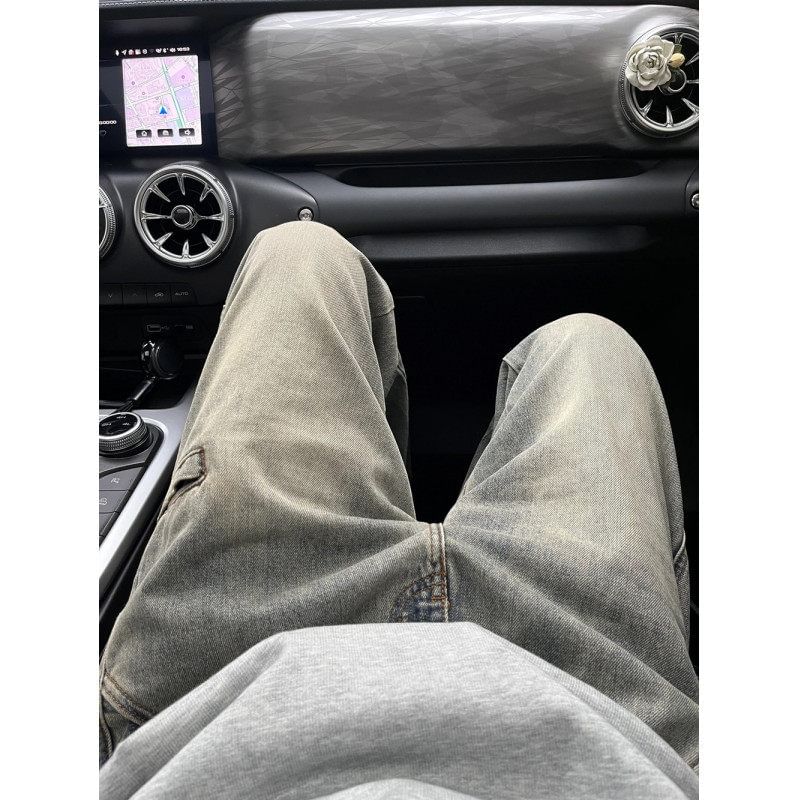 emeisa - Mid Rise Washed Loose Fit Cargo Jeans