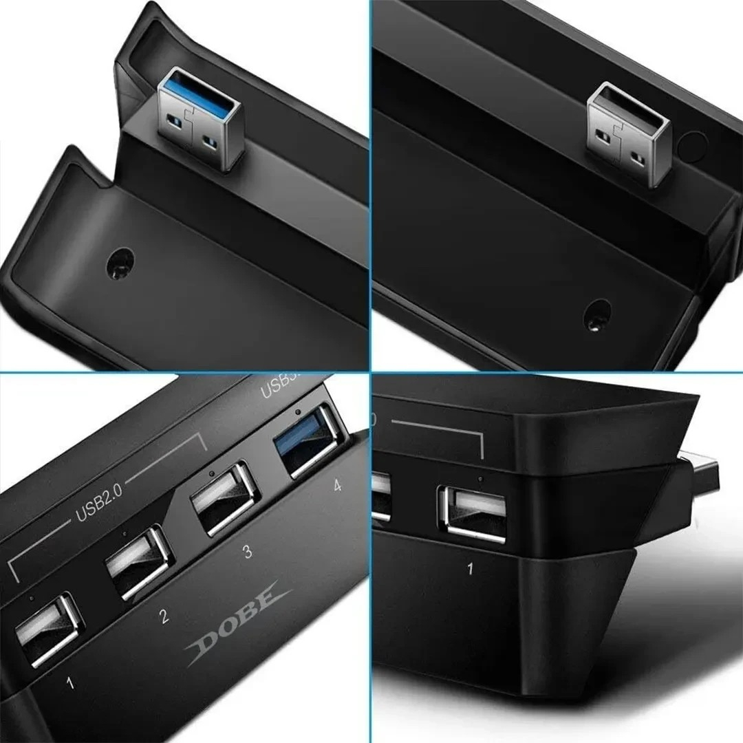 Sony Playstation PS4 Slim Multiport Adapter Hub mit 3x USB 2.0 / 1x USB 3.1 Erweiterung - Schwarz
