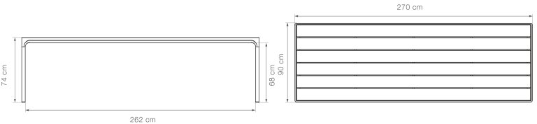 Houe Four tuintafel 270x90 bamboe, onderstel zwart