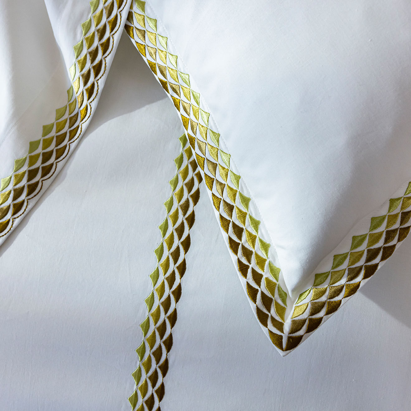 Perle de Coton Taie d'oreiller en Percale de Coton Alcott blanc/doré