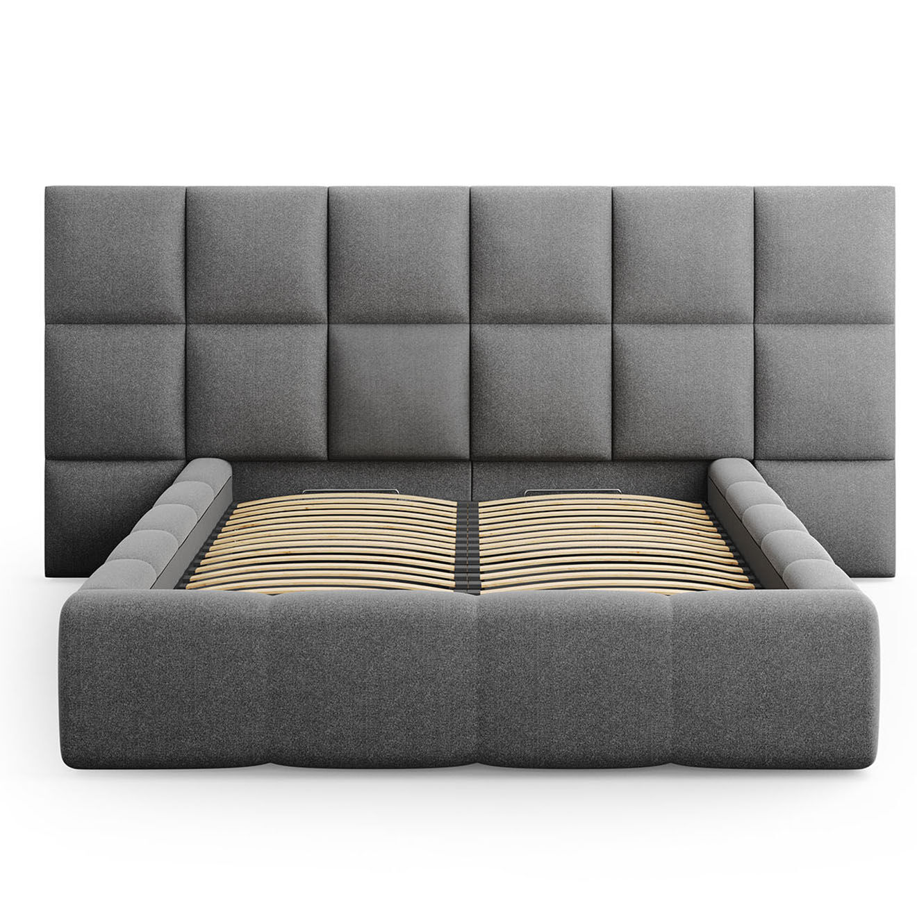 Maison Héritage Lit avec coffre de rangement Isa gris foncé - 230x300x125 cm