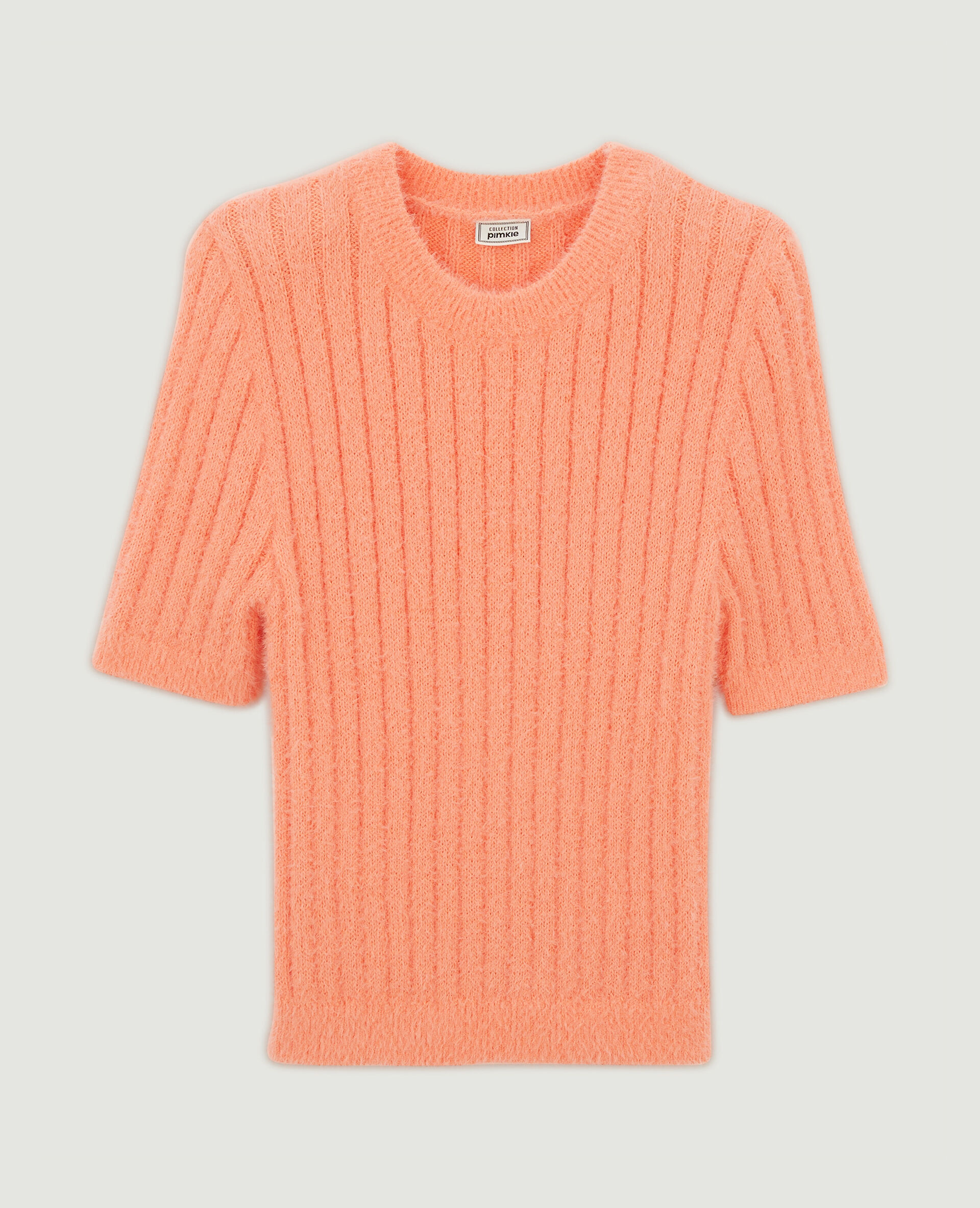 Pull duveteux à manches courtes - Rose