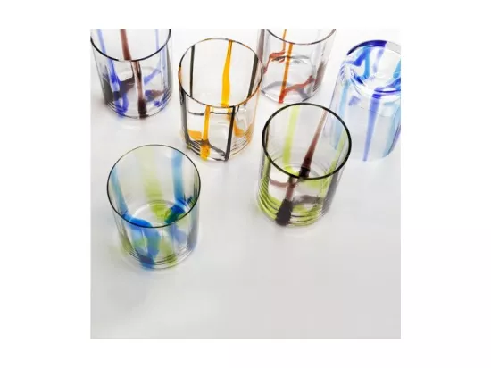 Verre Tirache Zafferano en verre borosilicate bicolore Bleu aigue-marine boîte de 6 pièces