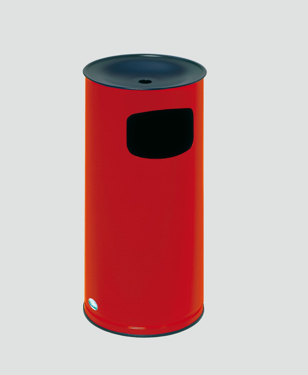 PROREGAL Klassieke Ronde Combinatie Asbak HxBxD 71 x 35,5 x 35,5 cm Gegalvaniseerd Staal Rood