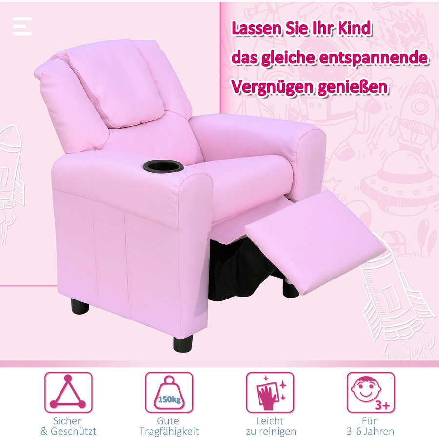 HOMCOM Kindersessel mit Liegefunktion rosa
