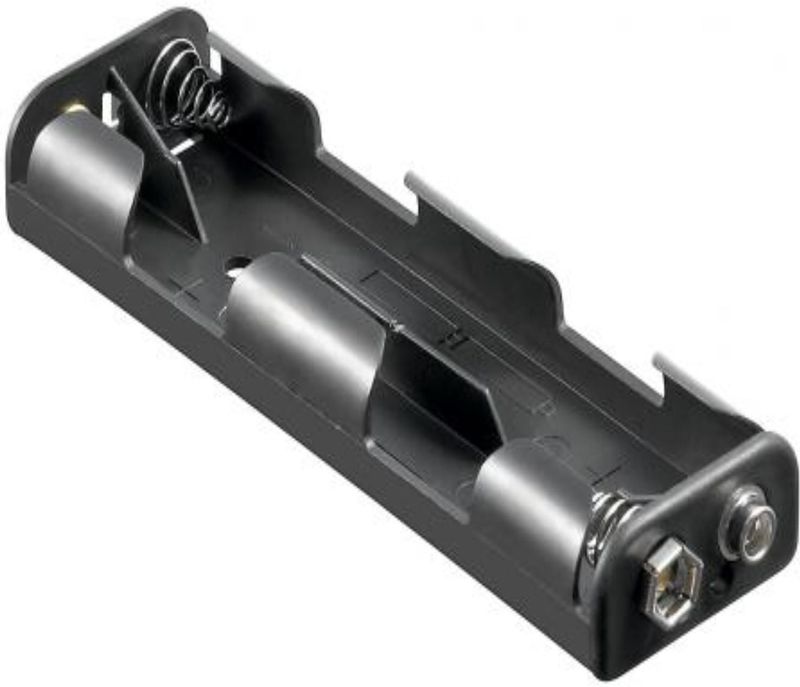 Batterijhouder - Zwart - Voor 4 AA-Batterijen - Push-On Bevestiging