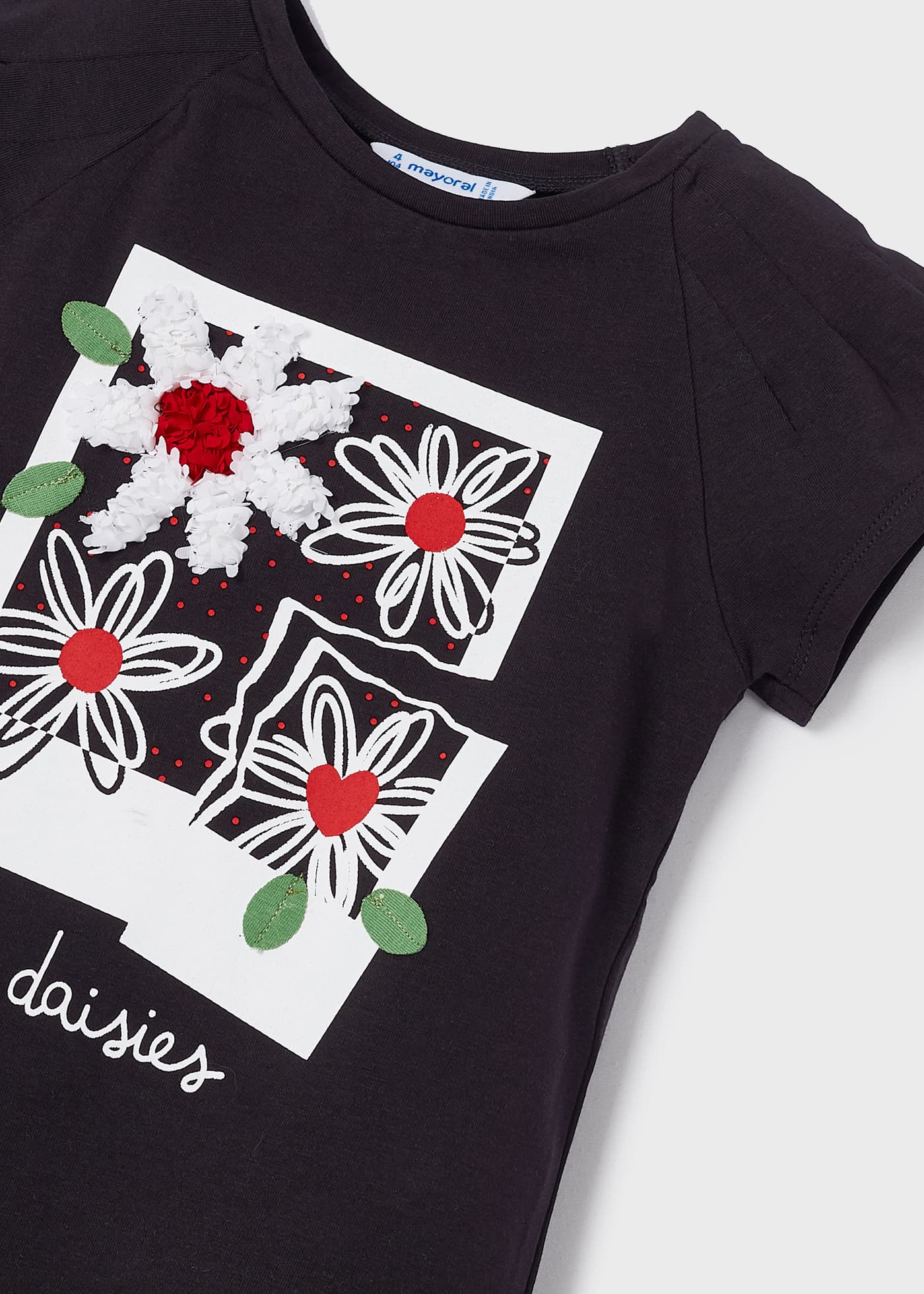 Camiseta de algodão de manga curta com estampa para meninas