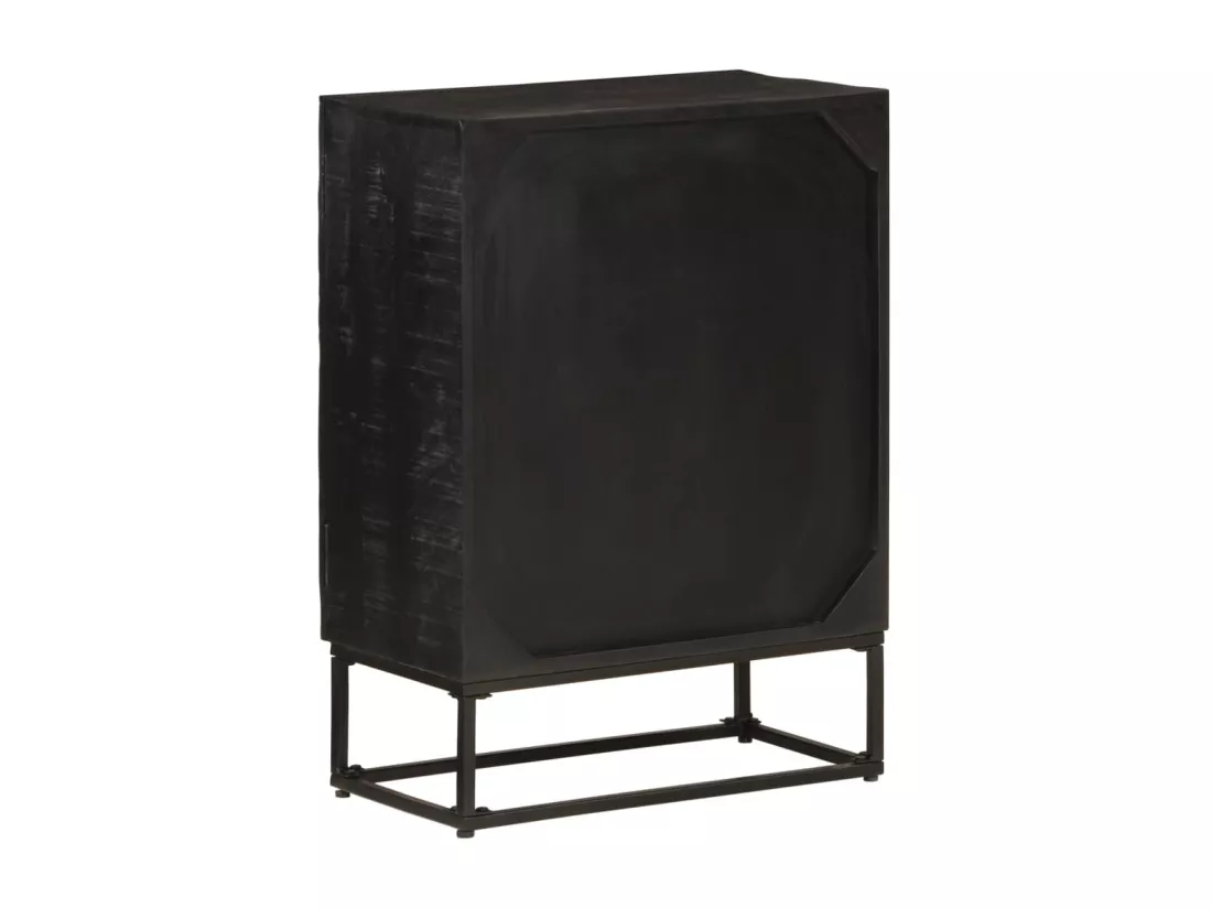 Buffet noir 55x30x76 cm bois massif de manguier et fer