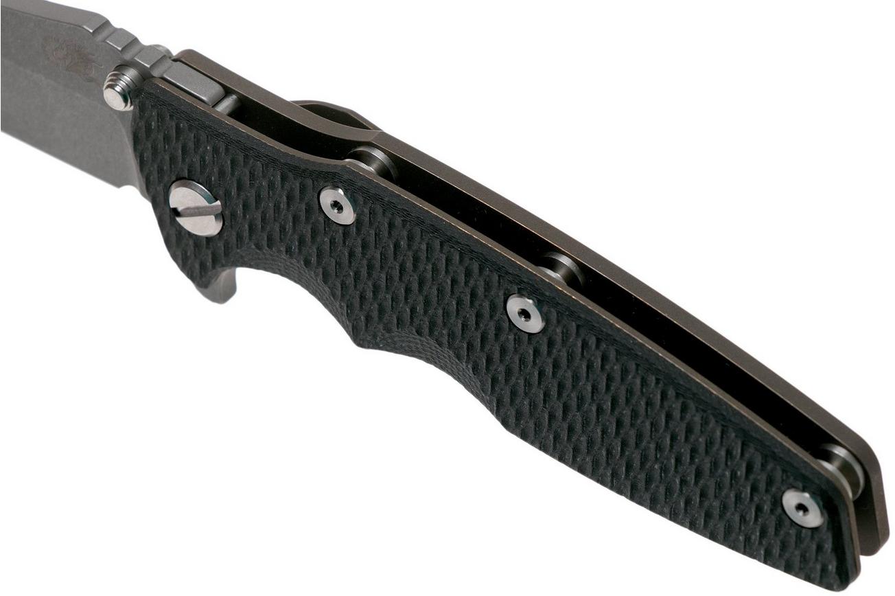 Rick Hinderer Eklipse 3.5” Tanto, CPM 20CV Battle Bronze, Black G10 zakmes