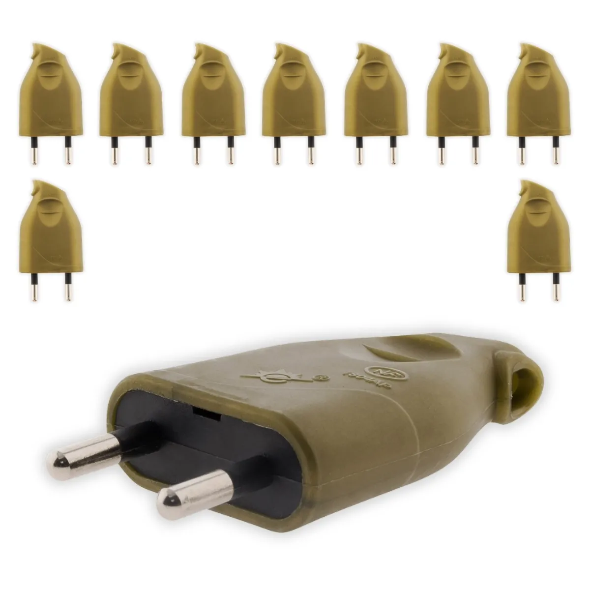 Zenitech Fiche mâle 2P 6A latérale - Lot de 10 - Or