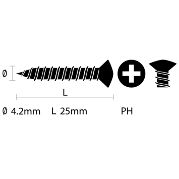 Carroserie schroef lenskop Verzinkt 4,2x25 mm 15 stuks