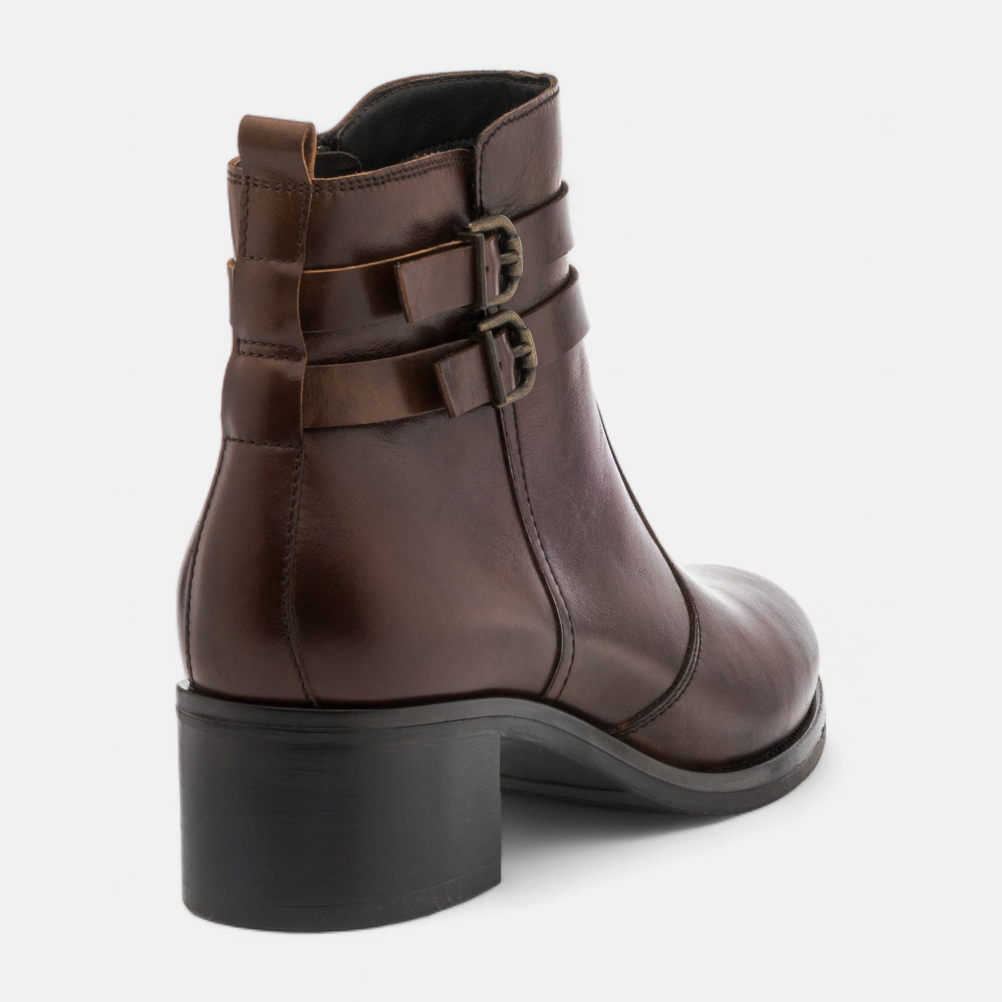 Bottines Femme en cuir cognac