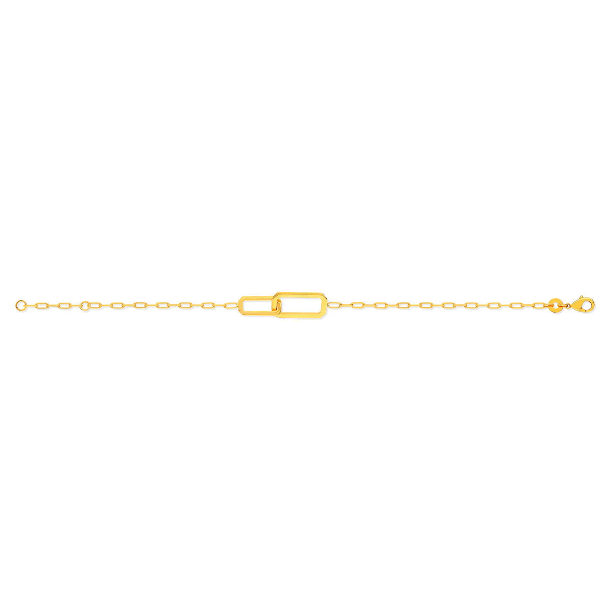 Bracelet plaqué or jaune, maille trombone, 18 cm