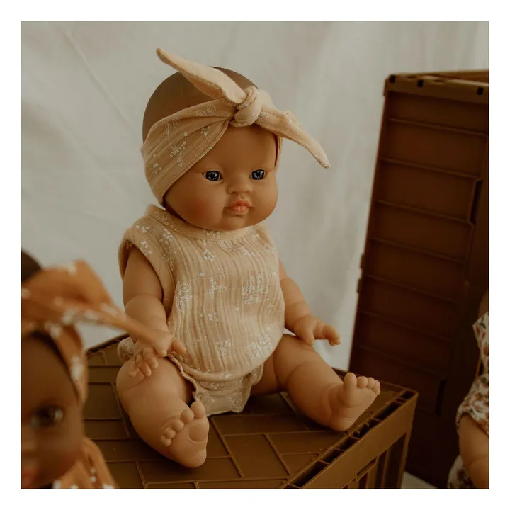 Bonjour Little Barboteuse et Headband pour Poupée Coton Bio | Rose pêche