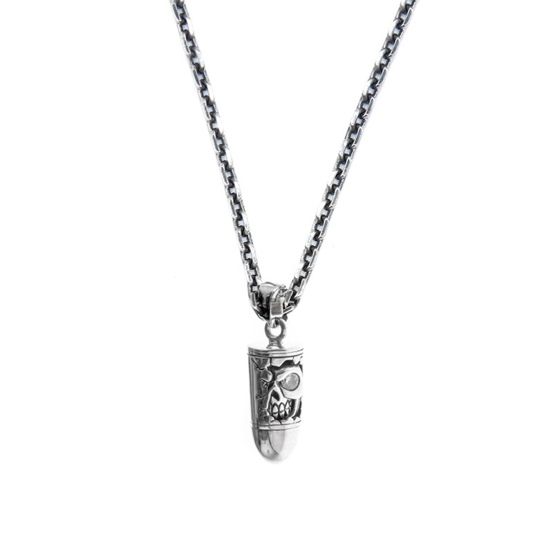 Collier Homme Argent Balle Tête De Mort
