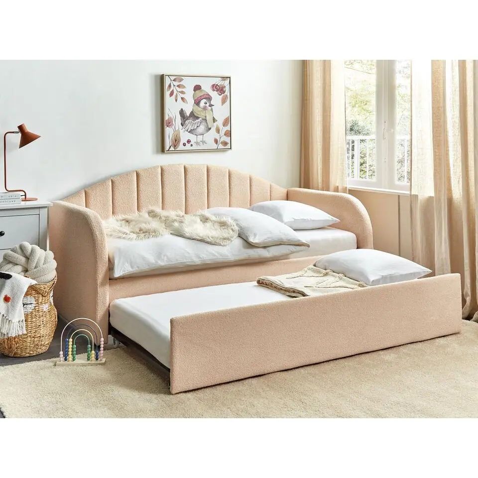 EYBURIE - Slaapbank - Perzik - 90 x 200 cm - Bouclé