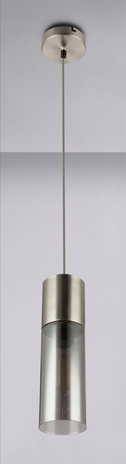 GLOBO Retrofit Pendelleuchte ANNIKA 10 cm nickelfarbig antik