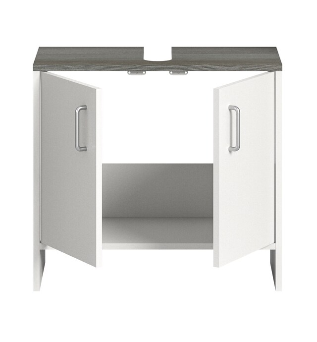 Waschbeckenunterschrank Los Angeles Weiß NB/Rauchsilber NB