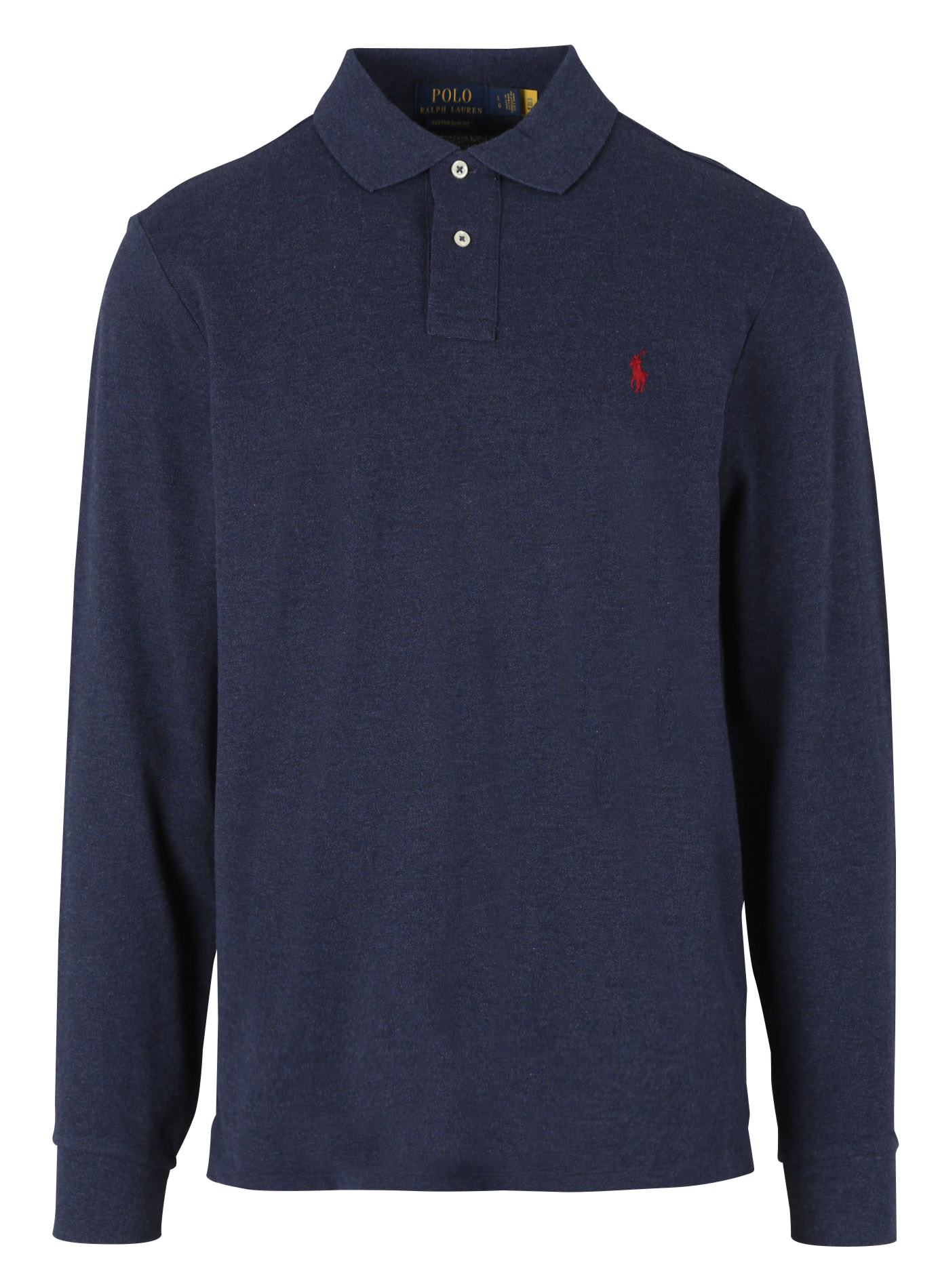 Polo manches longues regular-fit en piqué de coton | Bleu