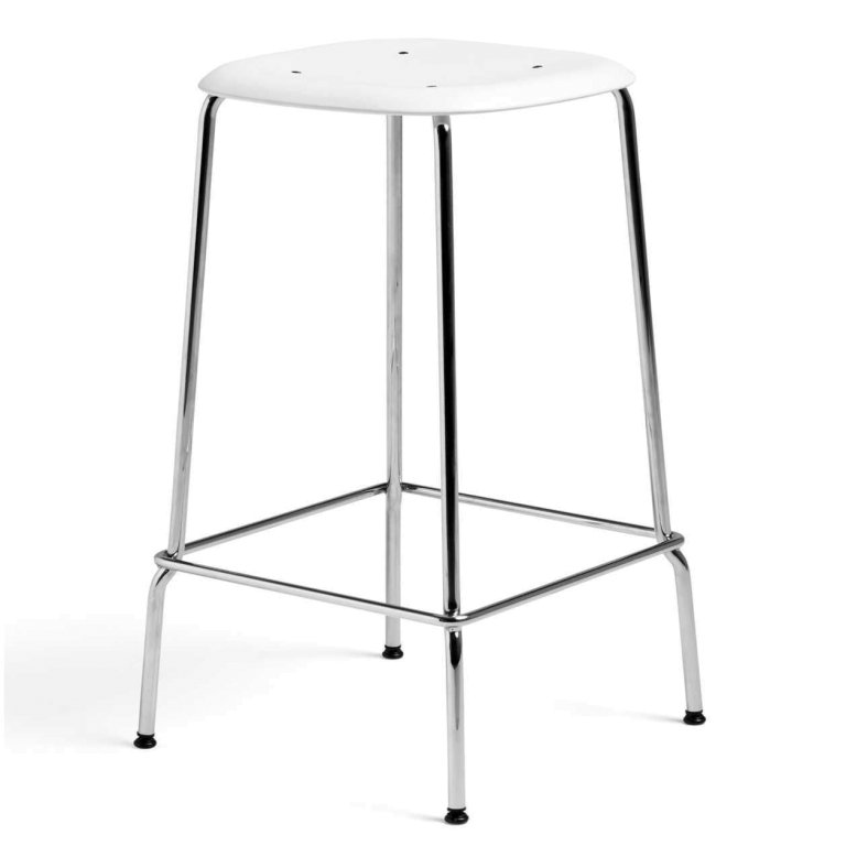 Hay Soft Edge 85 barkruk 65cm met verchroomd onderstel wit