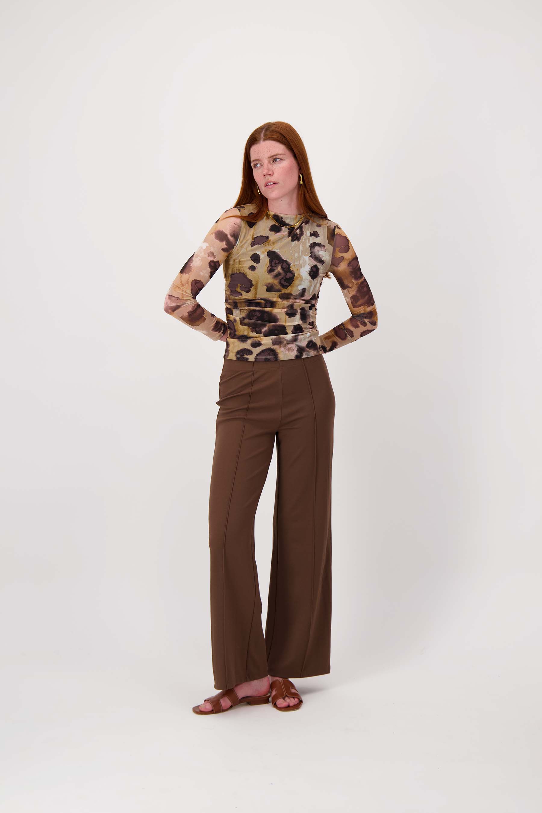 mesh top met vlekken print