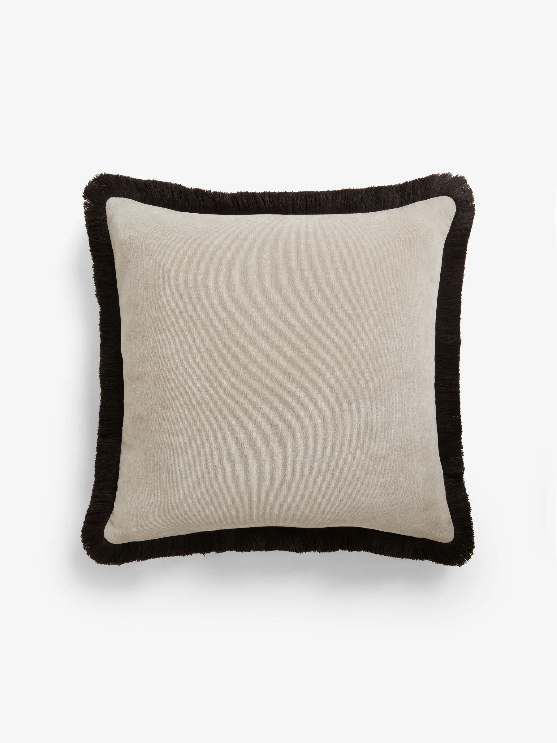 Soft Velour Contrast Fringe Cushion