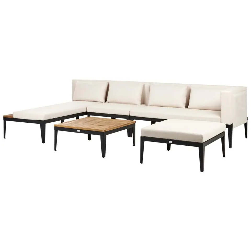 BRACCIANO - Loungeset 4-zits met ottomaan - Lichtbeige - Acaciahout