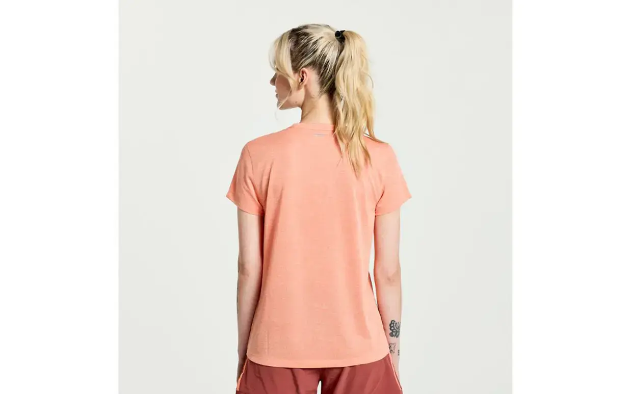 Saucony Stopwatch Hardloopshirt Korte Mouwen Roze/Oranje Dames