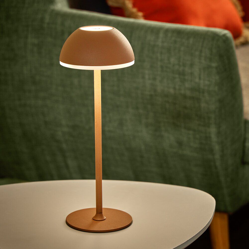 Lampe à poser sans fil tactile et rechargeable USB 3 nuances H37cm Brun