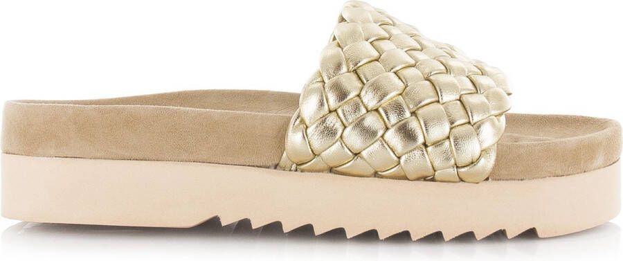 Maruti Gouden Gevlochten Leren Slipper Billy