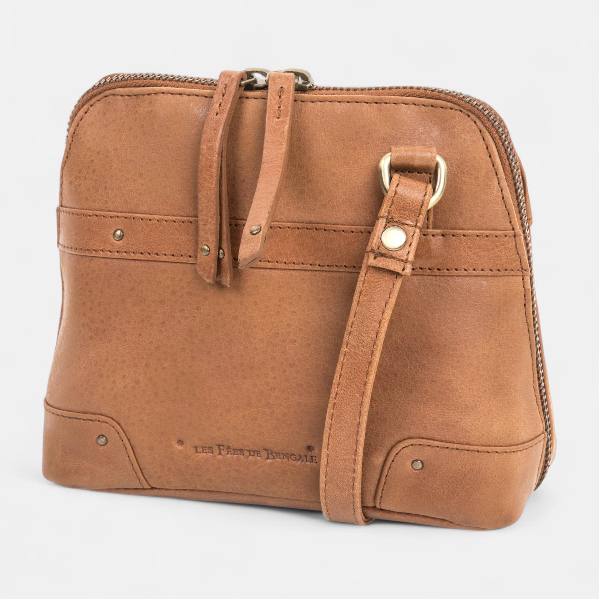 Sac bandoulière en cuir cognac