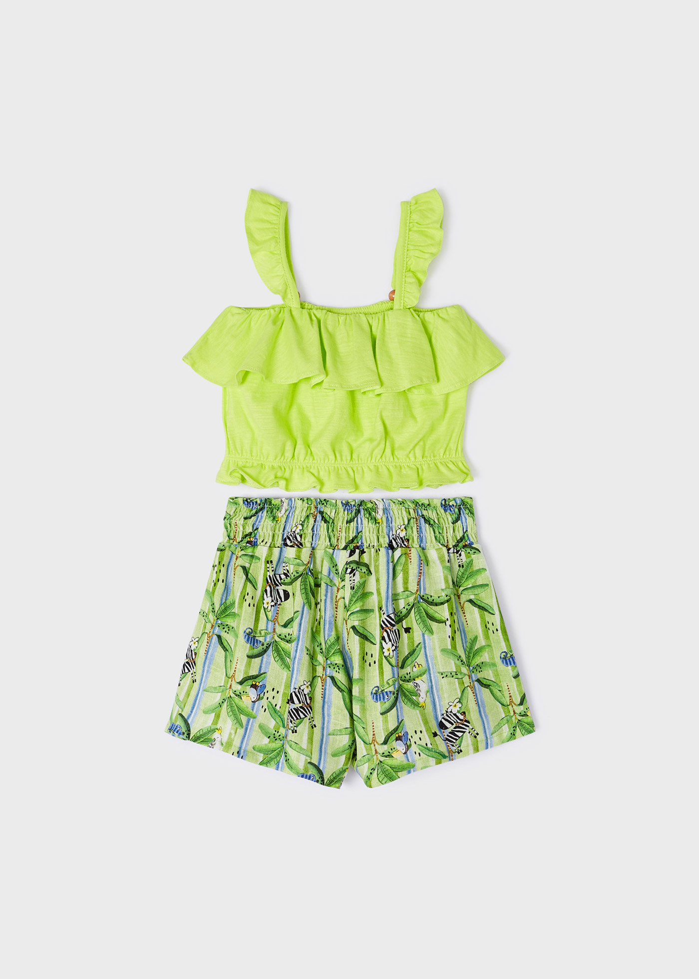 Conjunto de duas peças com shorts estampados para meninas