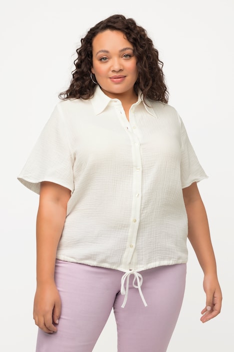 Hemdbluse, Musselin, Hemdkragen, Glocken-Halbarm