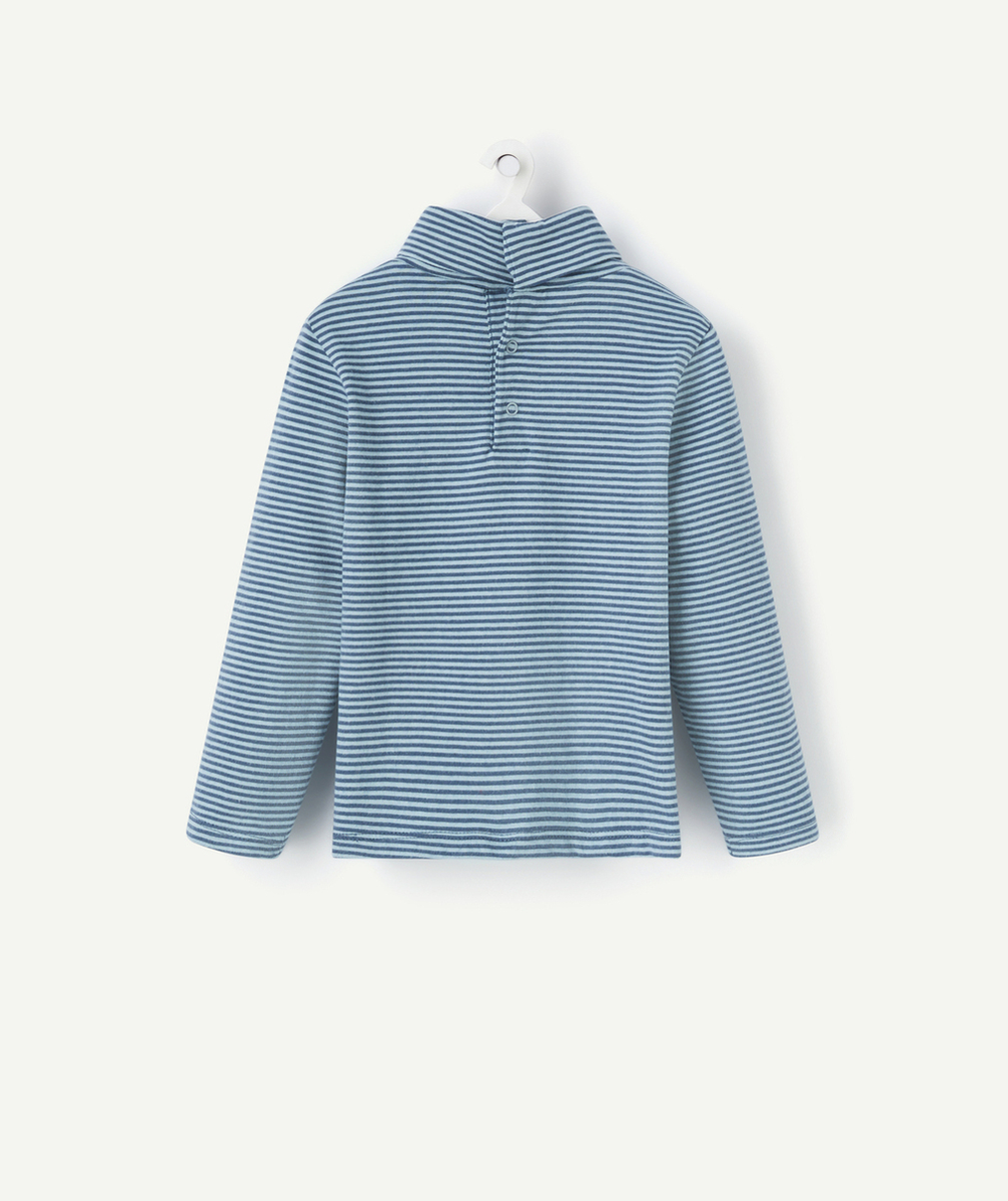 SOUS-PULL BÉBÉ GARÇON BLEU RAYÉ AVEC PATCH BRODÉ
