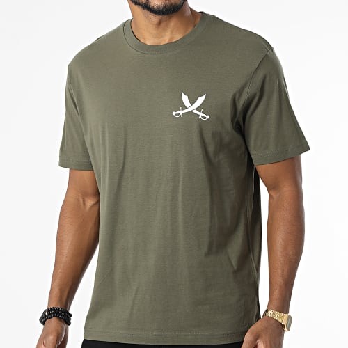 Tee Shirt Oversize Nation Vert Kaki Blanc