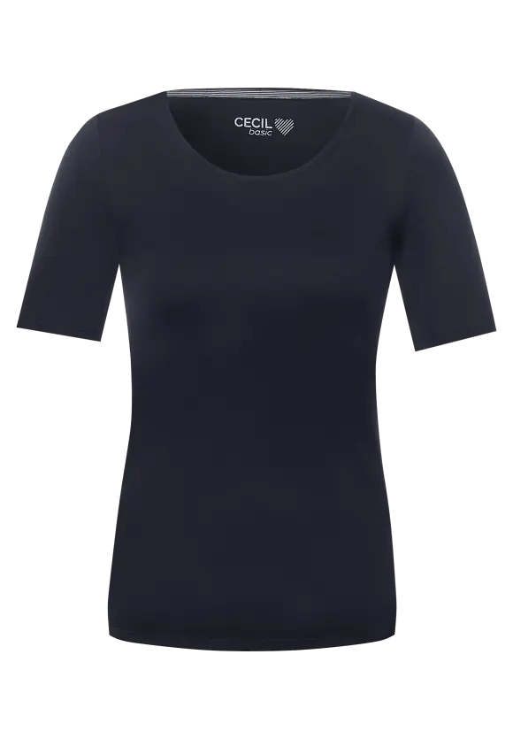 Basic T-Shirt in Unifarbe - deep blue