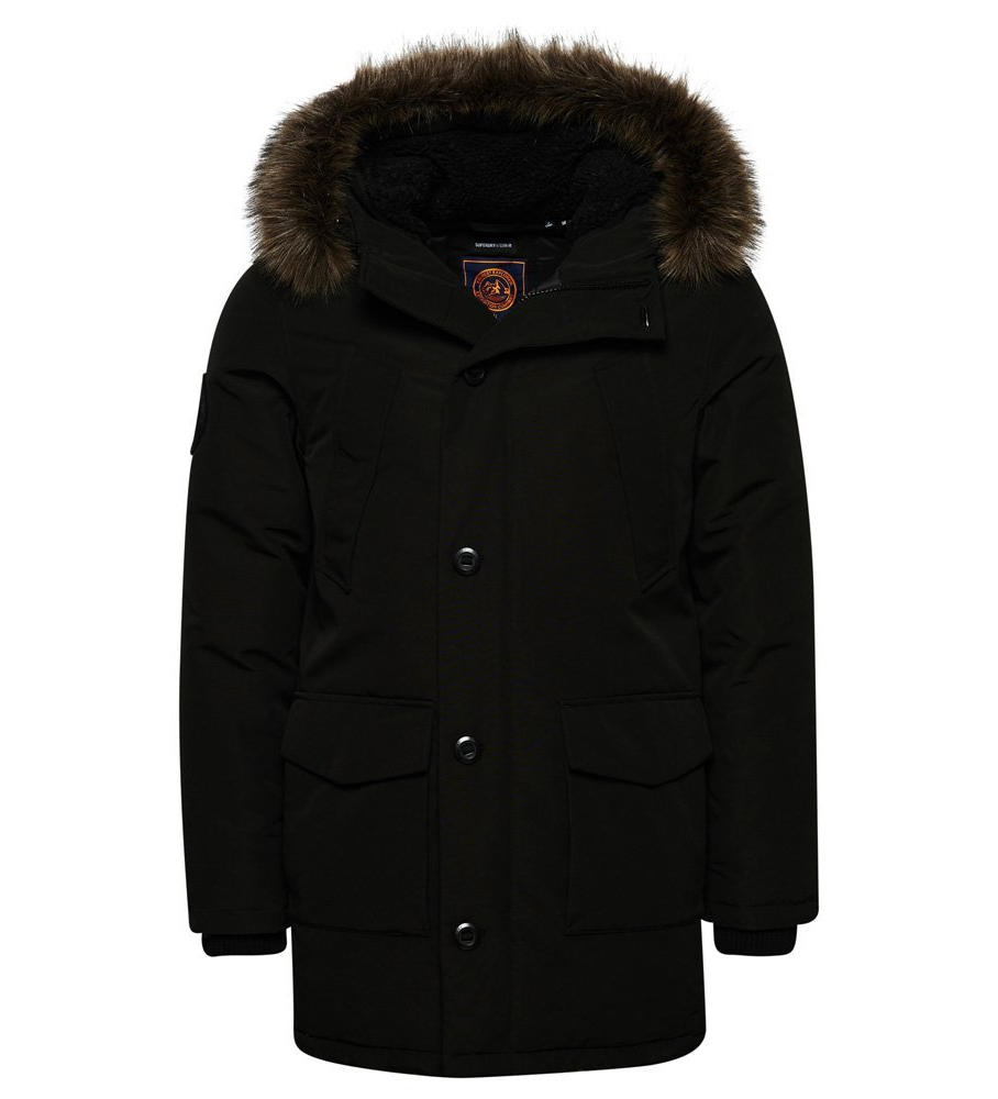Parka com capuz de pele sintética Superdry Everest, preta