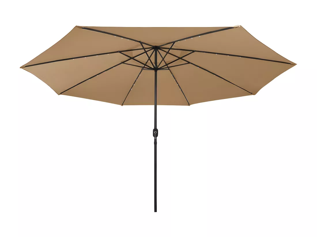 Parasol d'extérieur avec LED et mât en métal 400 cm Taupe