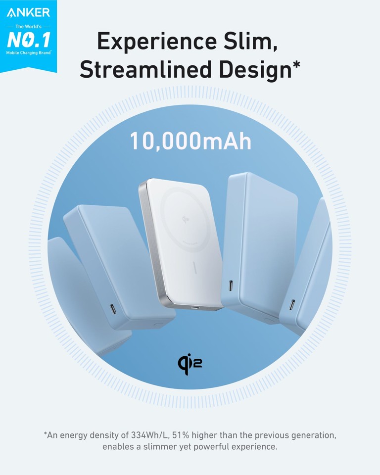 Anker - MagGo Power Bank (10K, Magnetic Wireless) White