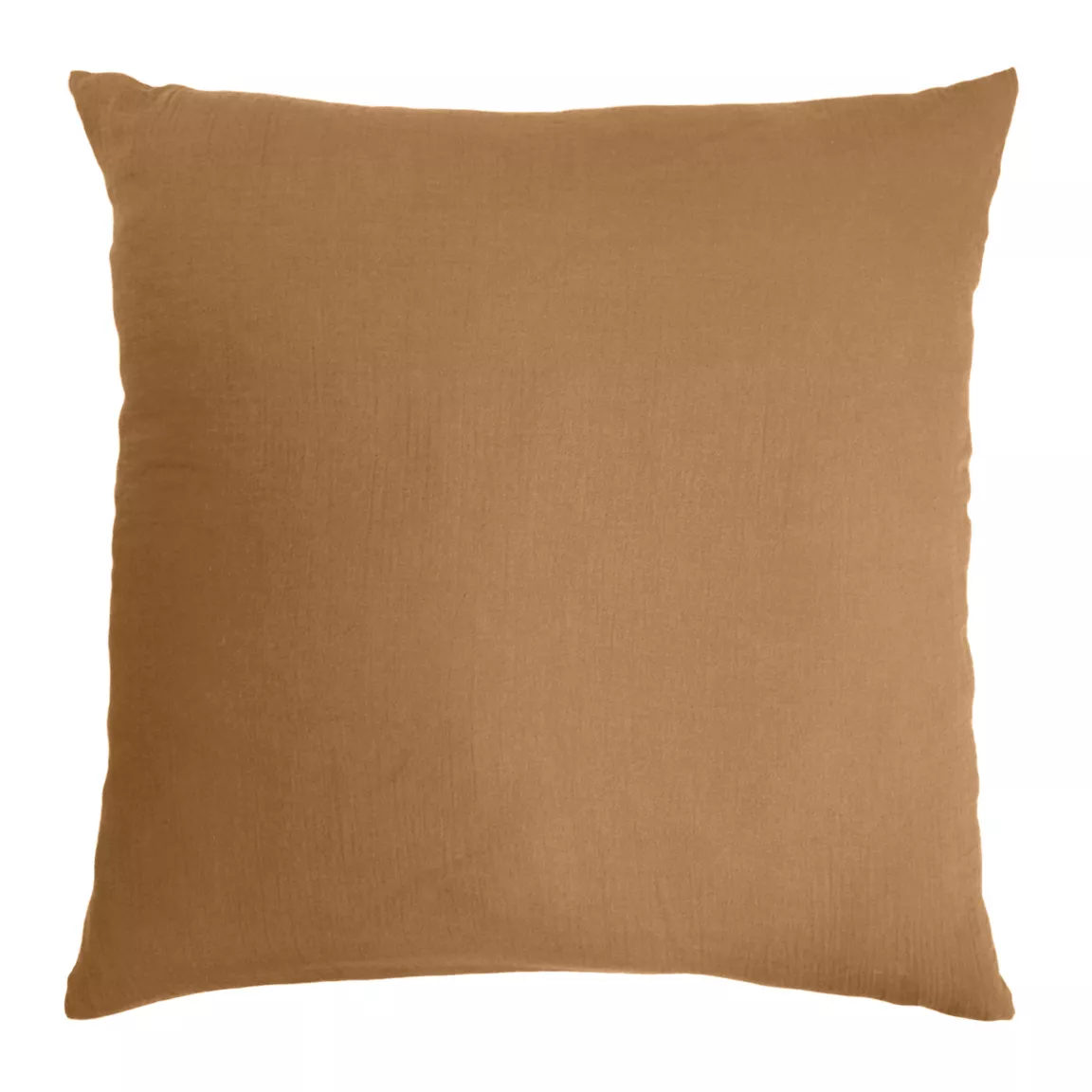 Taie d'oreiller carrée gaze de coton (80 x 80 cm) Gaïa Camel