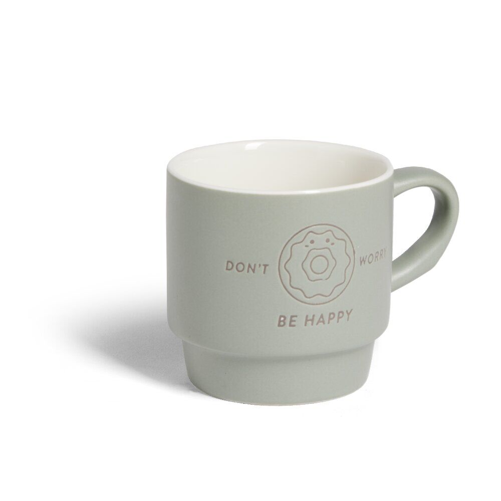 Mug empilables en céramique motifs et couleurs assorties 300ml - 4 pièces