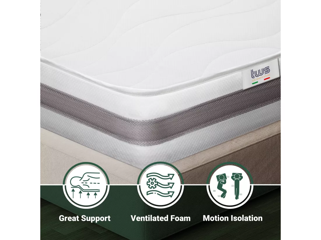 Matelas Double King Size 180x205 à mémoire orthopédique | Hauteur 16 cm | Made in Italy