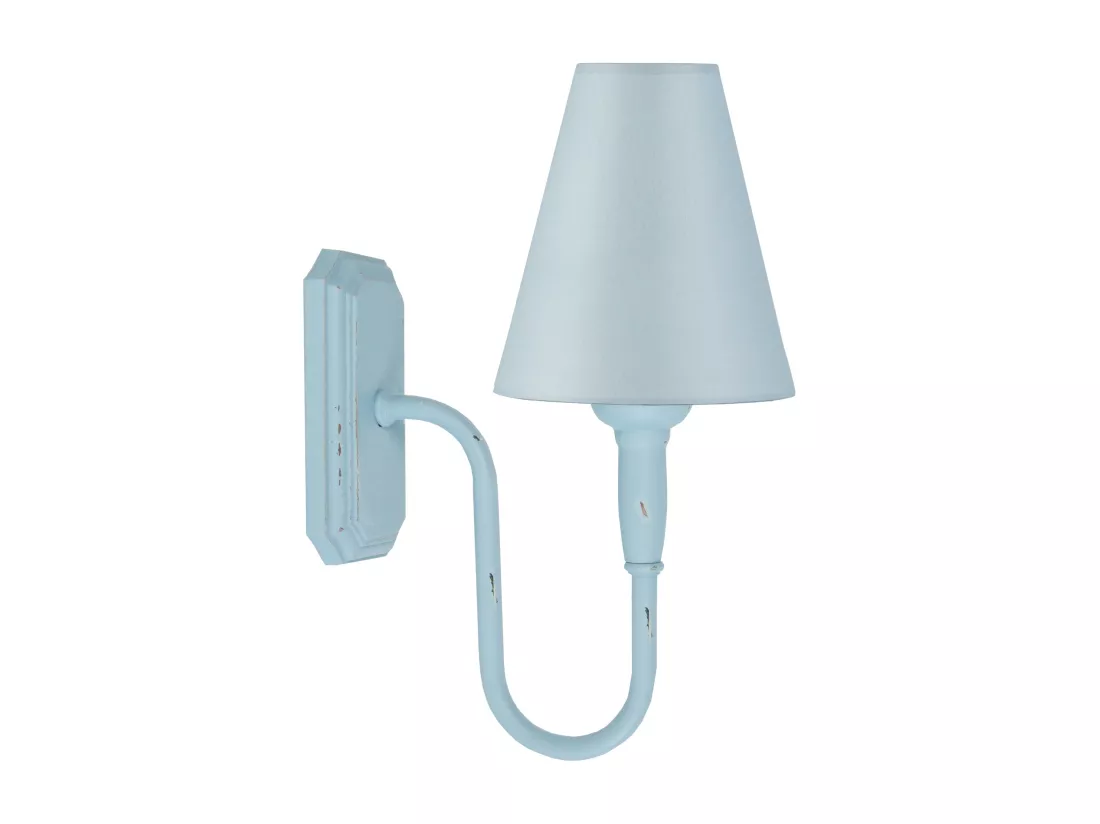 Applique bois,métal bleu 18cm.