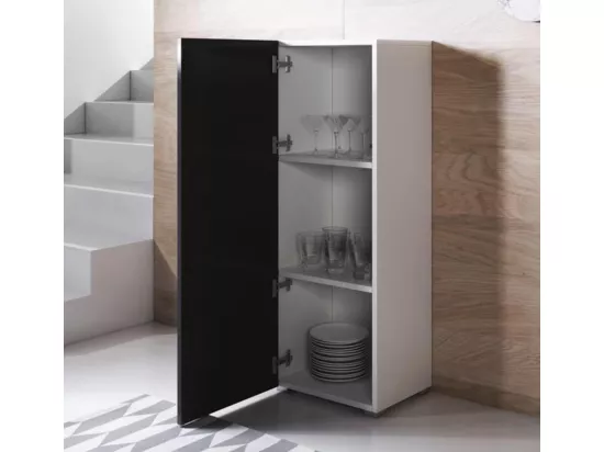 Vitrine pour Salon Salle à manger en Blanc et Noir avec 40x29x128cm Luke V1