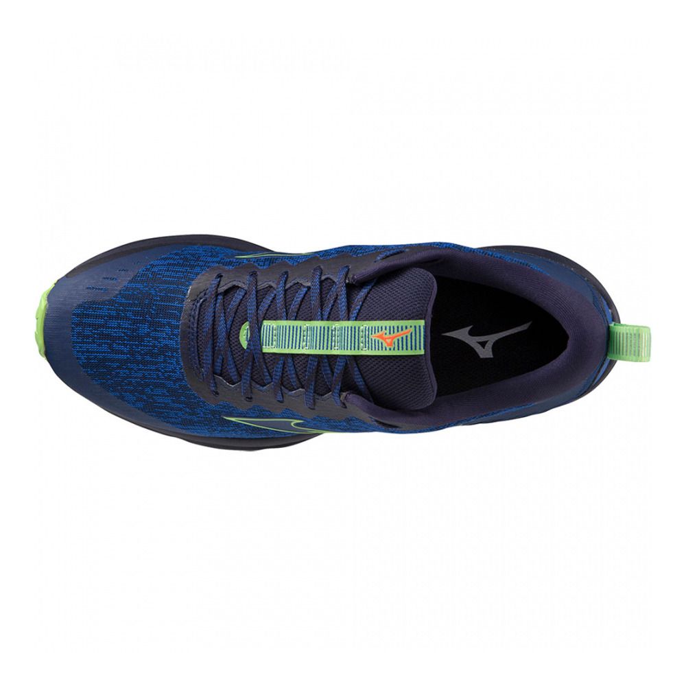 Mizuno WAVE RIDER TT - Chaussures trail Homme bluedepths/technogreen/n.flame