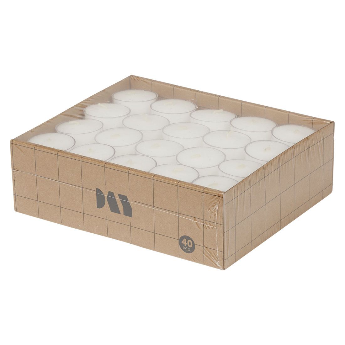 Telys i blank kopp 40pk