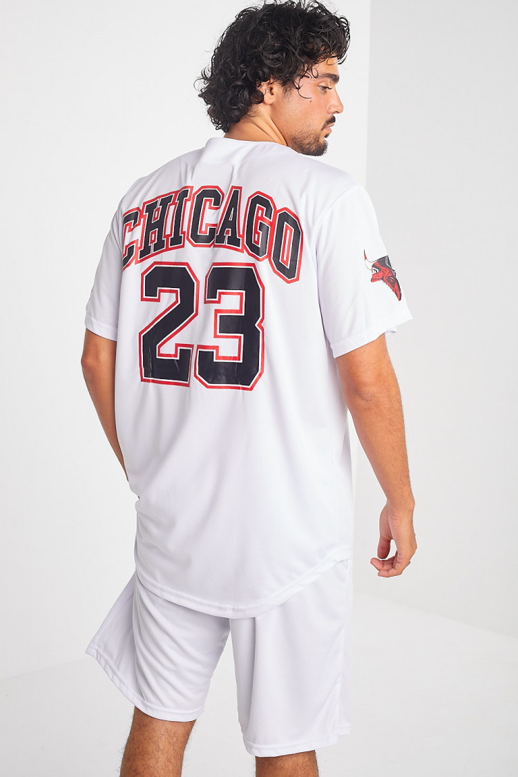 Ensemble 2 pièces chemise + short chicago blanc ,rouge et noir
