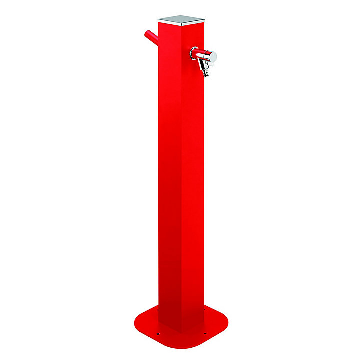 Fontaine de jardin en aluminium avec robinet coloris rouge l.25 x P.26 x H.100 cm