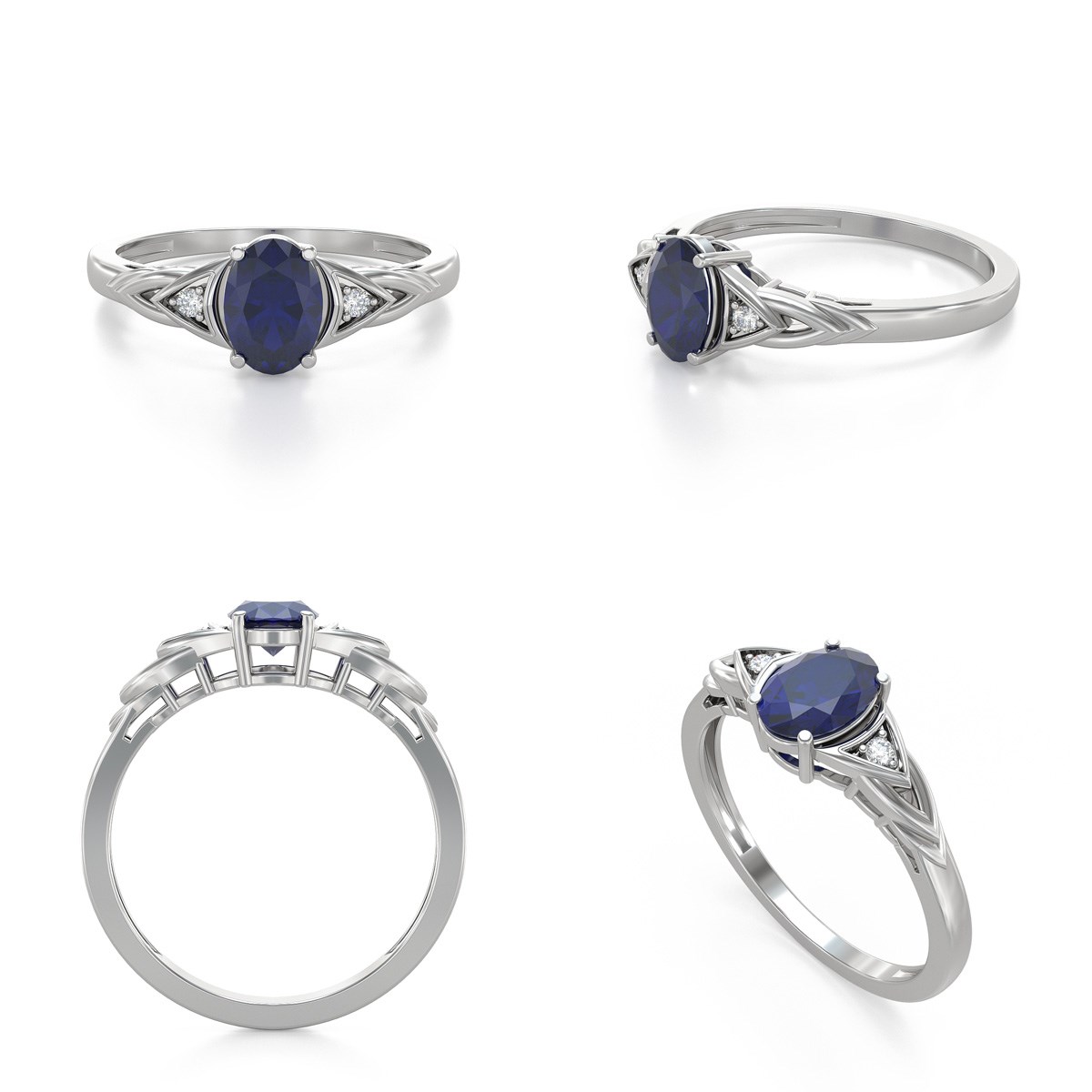 Bague ADEN Or 585 Blanc Saphir et diamants 2grs